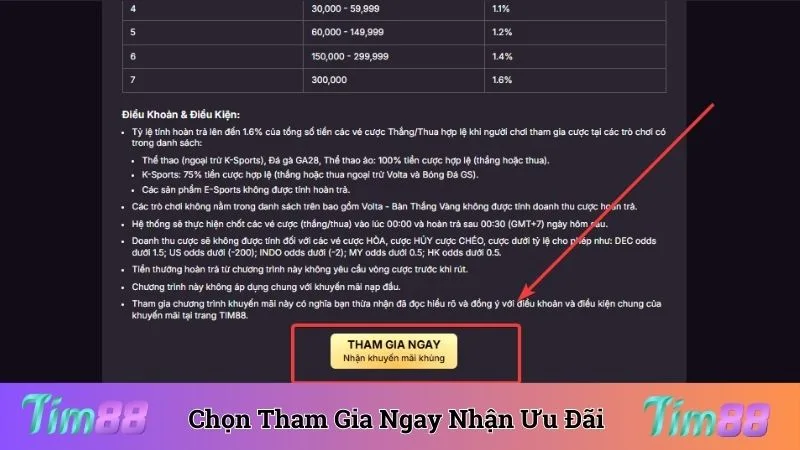Chọn tham gia ngay để nhận ưu đãi hoàn trả thể thao