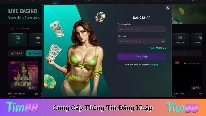 Biểu mẫu cung cấp thông tin đăng nhập chi tiết, rõ ràng
