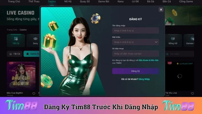 Hoàn tất đăng ký Tim88 trước khi đăng nhập trên trang web