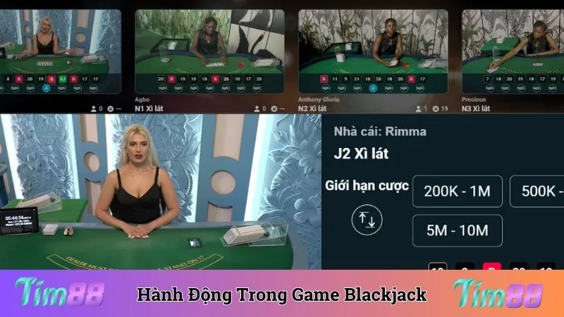 Hành động trong Blackjack trực tuyến có sự linh hoạt