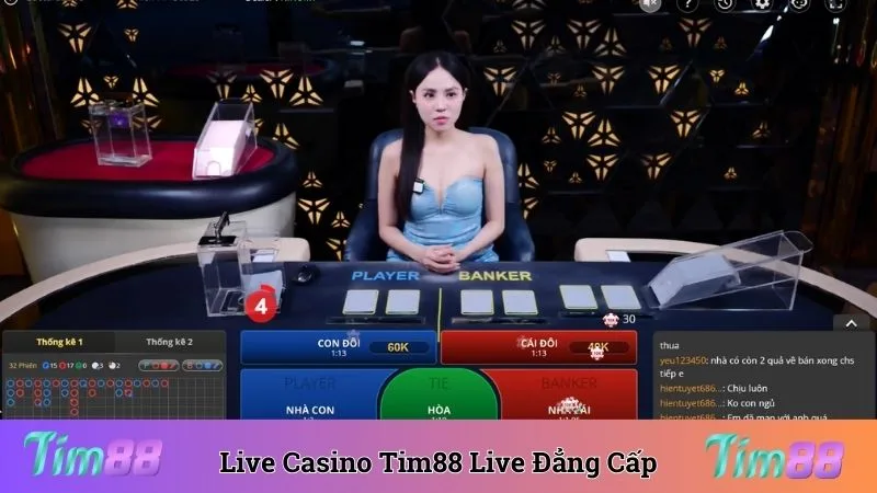 Tận hưởng không khí náo nhiệt từ bàn cược Live Casino Tim88 livestream