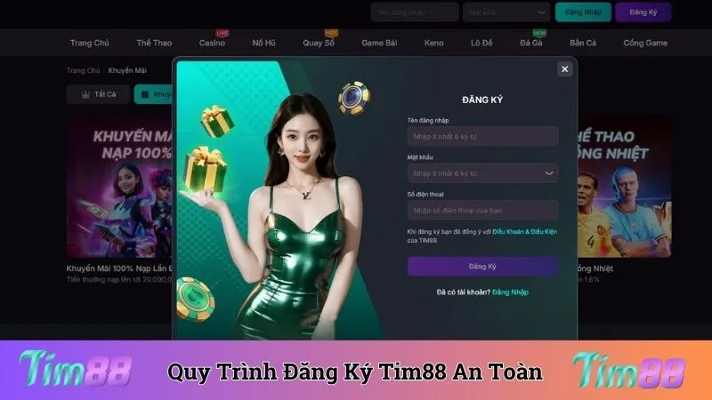Quy trình đăng ký Tim88 diễn ra nhanh chóng và an toàn