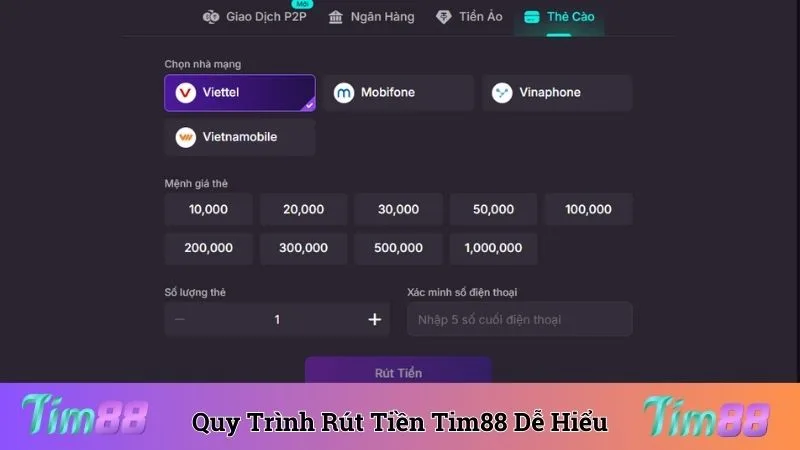 Quy trình rút tiền Tim88 hoàn tất sau 3 bước dễ hiểu