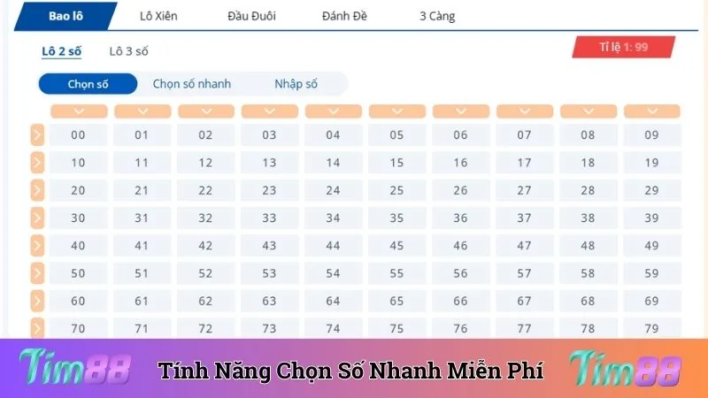 Tính năng chọn số nhanh cập nhật ngay trên giao diện trò chơi 